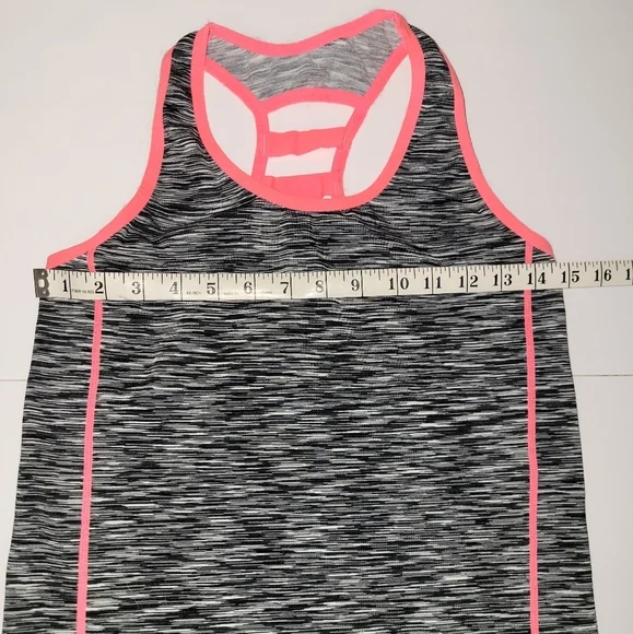Feathers Maternity heather grey & neon pink ladder racerback tank top - Picture 4 of 6